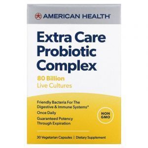 Пробиотический комплекс, Extra Care Probiotic Complex, American Health, 80 млрд. КОЕ, 30 вегетарианских капсул