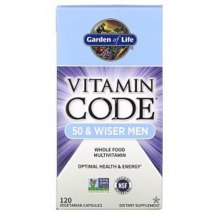 Витамины для мужчин, 50 & Wiser Men, Garden of Life, Vitamin Code, 50+, 120 вегетарианских капсул
