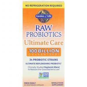 Пробиотики для восстановления микрофлоры, Raw Probiotics Ultimate Care, Garden of Life, 30 кап.
