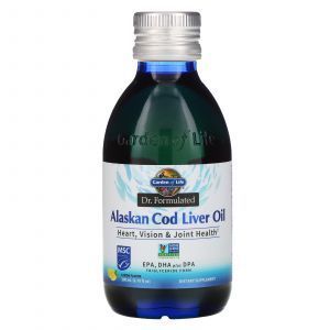 Масло печінки Аляски тріски, Alaskan Cod Liver Oil, Garden of Life, Dr. Formulated, лимон, 200 мл