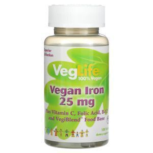 Железо растительного происхождения, Vegan Iron, VegLife, 25 мг, 100 таблеток