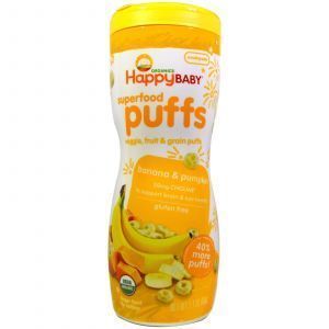 Канапе для младенцев (банан, тыква), Superfood Puffs, Nurture Inc. (Happy Baby), 60 г