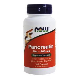 Панкреатин, Pancreatin, Now Foods, 10X 200 мг, 100 капсу