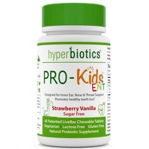 Пробиотики для детей, PRO-Kids ENT, Hyperbiotics, без сахара, со вкусом клубники и ванили, 45 жевательных таблеток