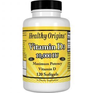 Витамин Д3, Vitamin D3, Healthy Origins, 10 000 МЕ, 120 капсу
