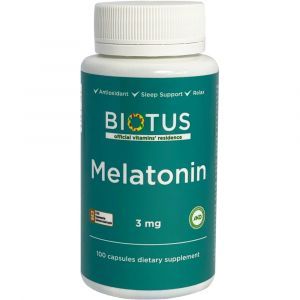Мелатонін, Melatonin, Biotus, 3 мг, 100 капсул