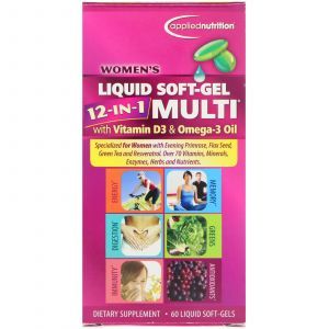 Мультивитамины для женщин, Women's Liquid Soft-Gel 12-In-1 Multi, appliednutrition, 60 кап.