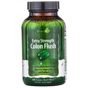 Слабительное сильнодействующее средство, Colon Flush, Extra Strength, Irwin Naturals, 60 гелевых капсул