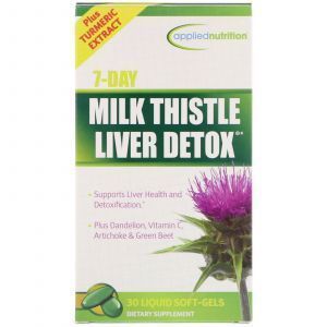 Расторопша, поддержка печени, Milk Thistle Liver Detox, appliednutrition, 30 кап.