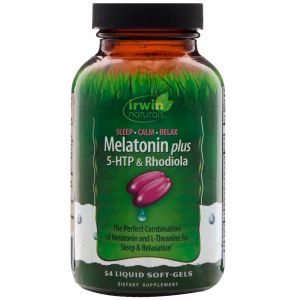Мелатонин + 5 НТР и родиола, Melatonin Plus, Irwin Naturals, 54 кап.