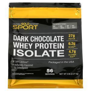 Изолят сывороточного протеина, SPORT - Dark Chocolate Whey Protein Isolate, California Gold Nutrition, со вкусом чёрного шоколада, 2.27 кг