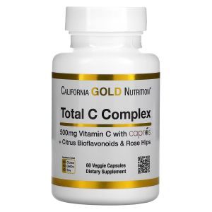 Комплекс витаминов C, Total C Complex, California Gold Nutrition, 500 мг, 60 вегетарианских капсул