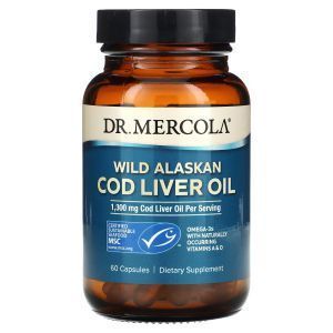 Масло печени дикой аляскинской трески, Wild Alaskan Cod Liver Oil, Dr. Mercola, 650 мг, 60 капсул