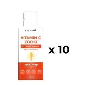 Витамин С липосомальный, Vitamin C Zooki, YourZooki, 1000 мг, вкус апельсина, 10 пакетиков по 15 мл