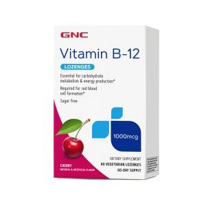 Витамин В-12, Vitamin B-12, GNC, 1000 мкг, вкус вишни, 60 вегетарианских леденцов