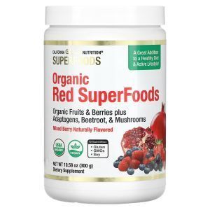Красные суперфуды, Organic Red Superfoods - SUPERFOODS, California Gold Nutrition, смешанные ягоды, 300 г