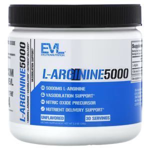 L-аргинин, L-Arginine 5000, EVLution Nutrition, без вкуса, 5000 мг, 150 г