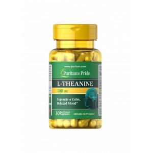 L-теанин, L-Theanine, Puritan's Pride, 100 мг, 30 капсул