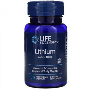 Літій, Lithium, Life Extension 1000 мкг, 100 капсул