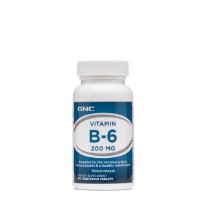 Витамин В-6, Vitamin B-6, GNC, 200 мг, 100 вегетарианских таблеток