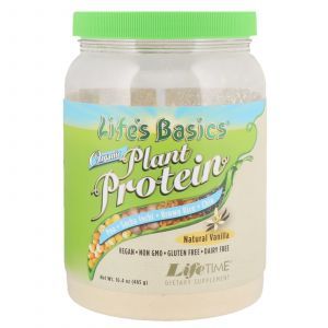 Растительный белок, Plant Protein, LifeTime Vitamins, органик, со вкусом ванили, 465 г