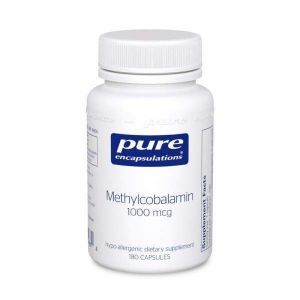 Метилкобаламин (витамин В12), Methylcobalamin, Pure Encapsulations, для поддержки памяти, нервов и когнитивного здоровья, 1000 мкг, 180 капсул