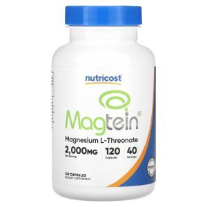Магній L-треонат, Magtein, Nutricost, 666 мг, 120 капсул