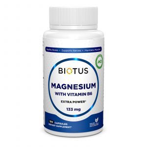 Магній і вітамін В6, Magnesium with Vitamin B6, Biotus, екстра сильний, 100 капсул