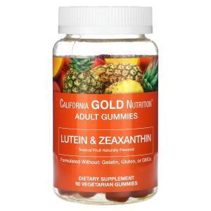 Лютеин и зеаксантин, Lutein and Zeaxanthin Gummies, California Gold Nutrition, с тропическим вкусом, 90 жевательных конфет