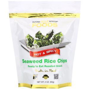 Рисовые чипсы с морскими водорослями, Seaweed Rice Chips, Honey Butter, California Gold Nutrition, со вкусом острых специй, 60 г