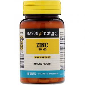 Цинк, Zinc, Mason Natural, 50 мг, 100 таблеток