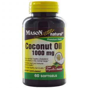 Кокосовое масло, Mason Vitamins, 1000 мг, 60 капсул