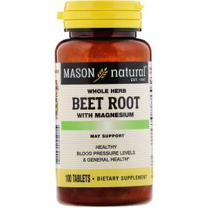 Свекла с магнием, Whole Herb Beet Root with Magnesium, Mason Natural, 100 таблеток