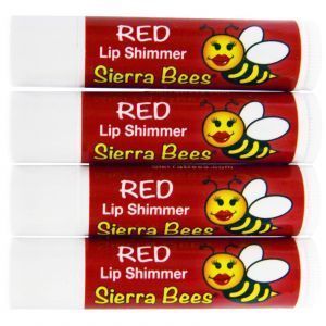 Бальзамы для губ (красный), Sierra Bees, 4 штуки