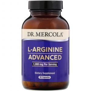 L-аргинин, L-Arginine Advanced, Dr. Mercola, 1000 мг, 90 капсул