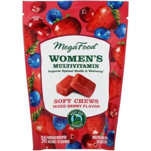 Мультивитамины для женщин, Women's Multivitamin Soft Chews, MegaFood, 30 мягких жевательных конфет