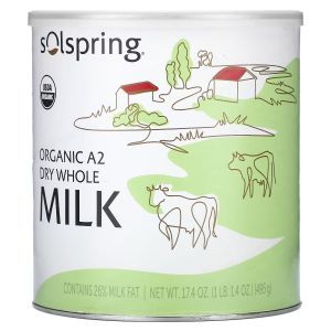 Cухое цельное молоко А2, Solspring, Organic A2 Dry Whole Milk, Dr. Mercola, органическое, 495 г