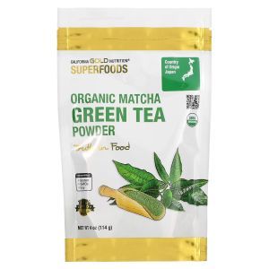 Зеленый чай маття, органический, порошок, SUPERFOOD - Organic Matcha Green Tea Powder, California Gold Nutrition, 114 г