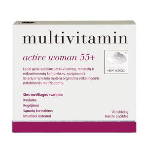 Мультивитамины для женщин старше 55, Multivitamin Active Women 55+, New Nordic, 90 таблеток
