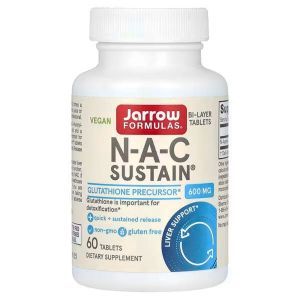 N-ацетил-L-цистеин, N-A-C Sustain, Jarrow Formulas, 600 мг, 60 таблеток