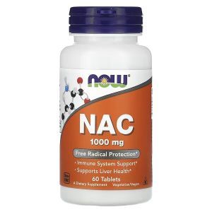 Ацетилцистеин, NAC, Now Foods, 1000 мг, 60 таблеток
