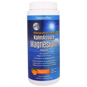 Цитрат магния, Kalmassure, Magnesium Powder, Nature's Plus, вкус апельсина, 400 мг, 522 г
