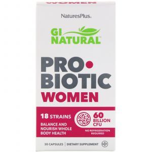 Пробиотики для женщин GI, 60 млрд КОЕ, GI Natural Probiotic Women, Nature's Plus, 30 капсул