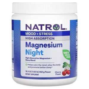 Магний Найт, Magnesium Night, Natrol, вкус вишни, 16,3 унций (462 г)