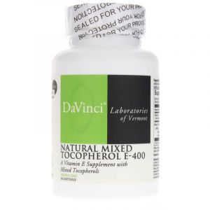 Витамин Е, токоферолы, Natural Mixed Tocopherol E, DaVinci Laboratories of  Vermont, 400 МЕ, 60 гелевых капсул