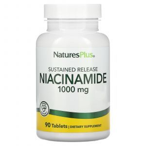 Ниацинамид, Niacinamide, Nature's Plus, 1000 мг, 90 капсул