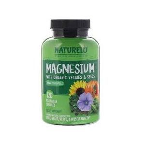 Магний с органическими овощами и семенами, Magnesium with Organic Veggies & Seeds, NATURELO, 200 мг, 120 кап.