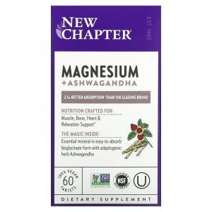 Магний + Ашваганда, Magnesium + Ashwagandha, New Chapter, 60 веганских таблеток