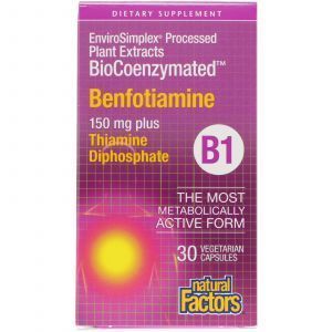 Бенфотиамин, Benfotiamine, Natural Factors, 150 мг, 30 кап.