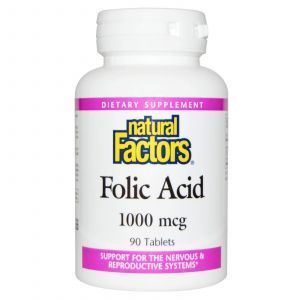 Фолиевая кислота, Natural Factors, 1000 мкг, 90 таблеток 